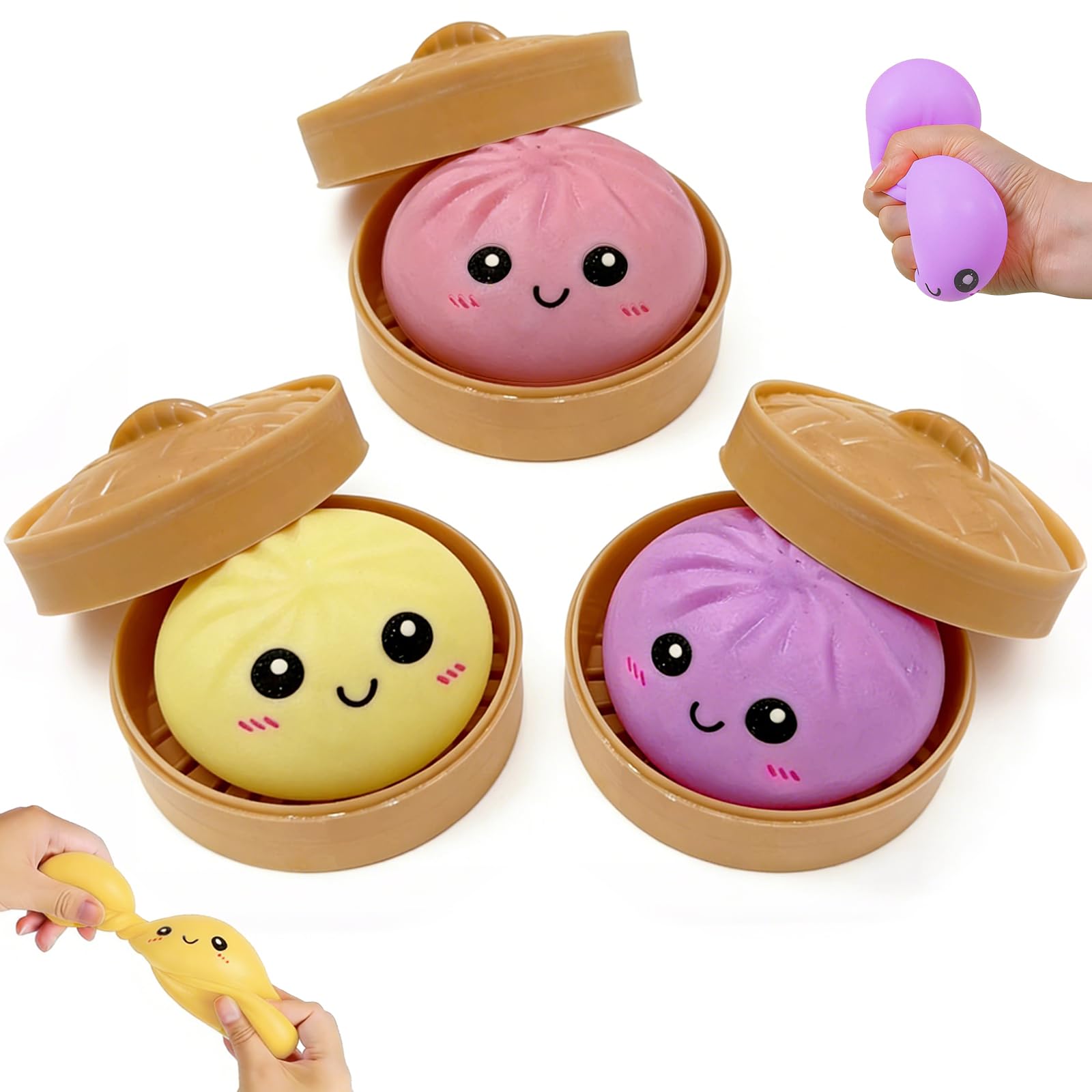 2026 Easter Dumpling Squishy ,DumplingSquishy Mystery Box，Squishy Dumpling,Bring Your Food Steamer Dumpling Stress Ball (Golden+Shining)
