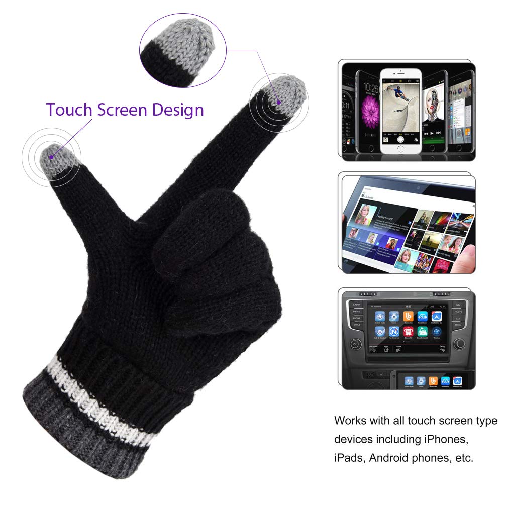 Vbiger Damen Winter Handschuhe Stilvolle Strickhandschuhe Kreative Touchscreen Handschuhe Warme Wollhandschuhe mit Verstellbare Manschette