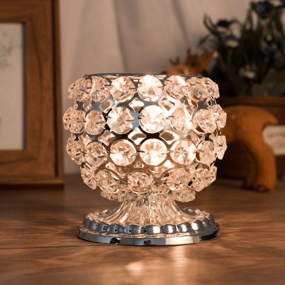 Crystal Candlestick, Glass Round Candle Holders,Vintage Column,Dining