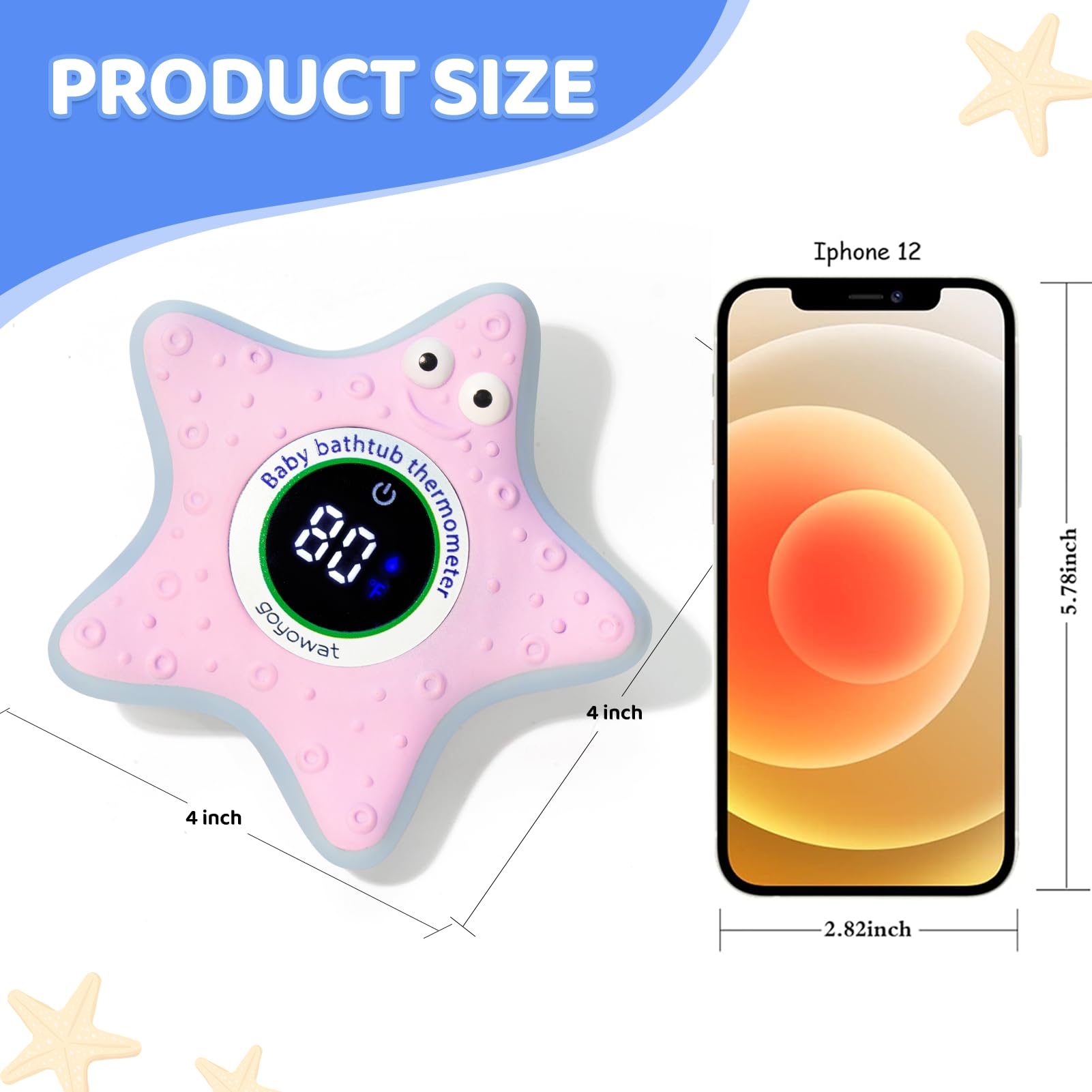 Baby Bath Thermometer with LED Display & Floating Crab Toy - 2-in-1 Color-Coded Alerts(Cold/Comfortable/Hot) | Bath Temperature Monitor, Adorable Floating Toys for Infants, Nursery Essentials