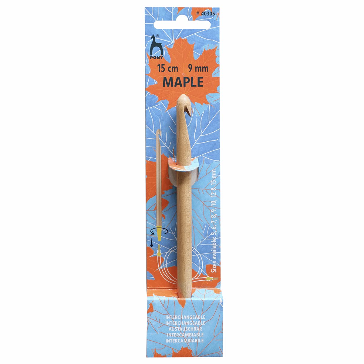 Crochet Hook: Interchangeable: Maple: 15cm x 9.00mm