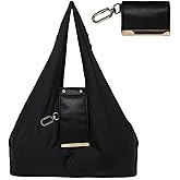 QZAVIRE Keychain Tote Bag Compact & Expandable for On the Go, Foldable Tote Bag with Key Ring for Daily Errands