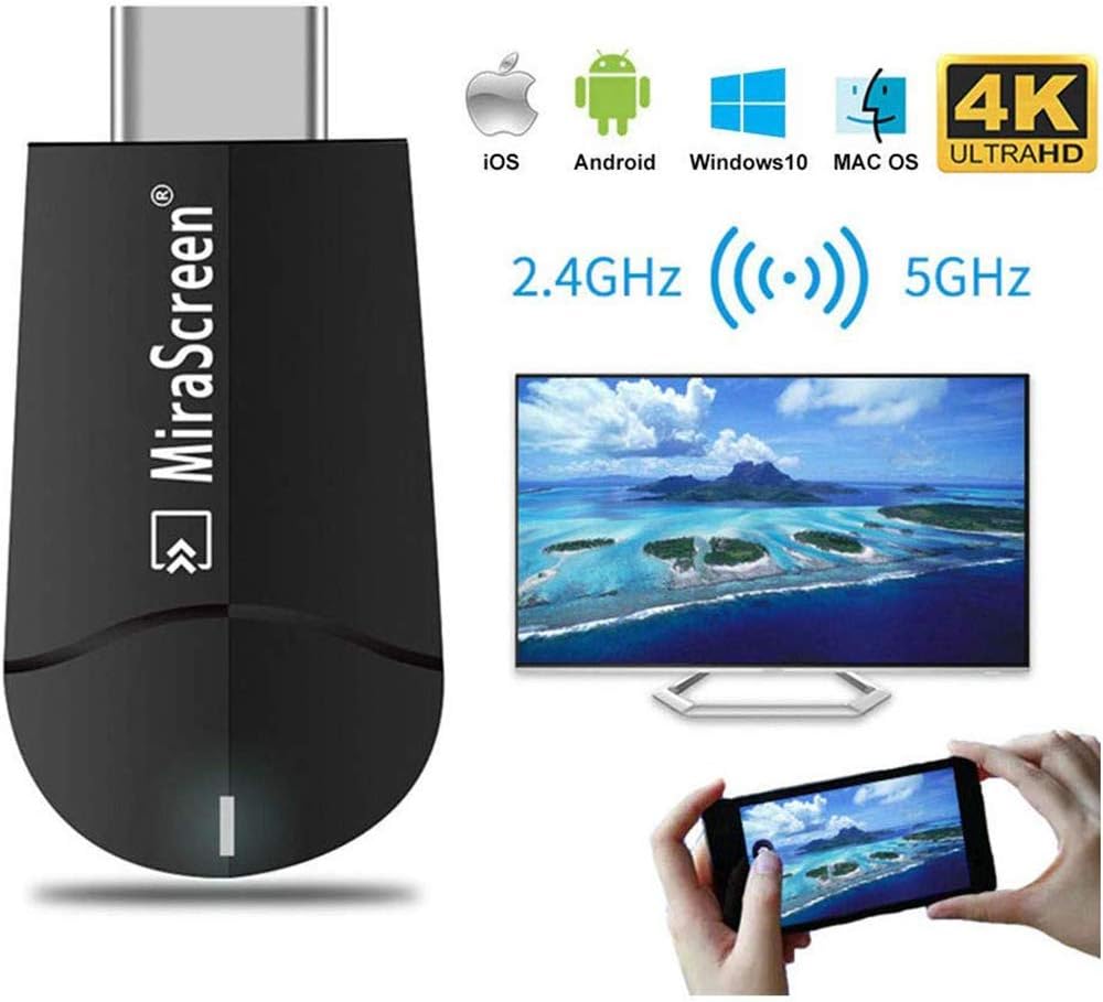 Mirascreen K6 5G Wireless HDMI Display Adapter, 1080P H.265 Dual Core Dual Decoder Dual Band, Support Miracast Airplay DLNA, No Switching Modes: Electronics