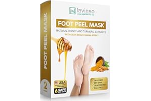 LV LAVINSO Lavinso Honey Feet Peeling Mask for Dry Cracked Feet - 2 Pack - with Kojic Acid Skin Brightening Effect - Exfoliating Dead Skin and Calluses - Foot Peel Mask for Baby Soft Feet