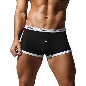 FEOYA Men's Low Rise Pouch Boxer Briefs with Button Fly Underwear Seamless Cotton Ribbed Tunks Underpants
