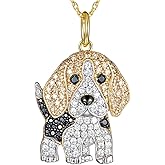 OSCCI Cute Crystal Beagle Dog Pendant Necklace for Women Cartoon Puppy Necklace Animal Lover Jewelry