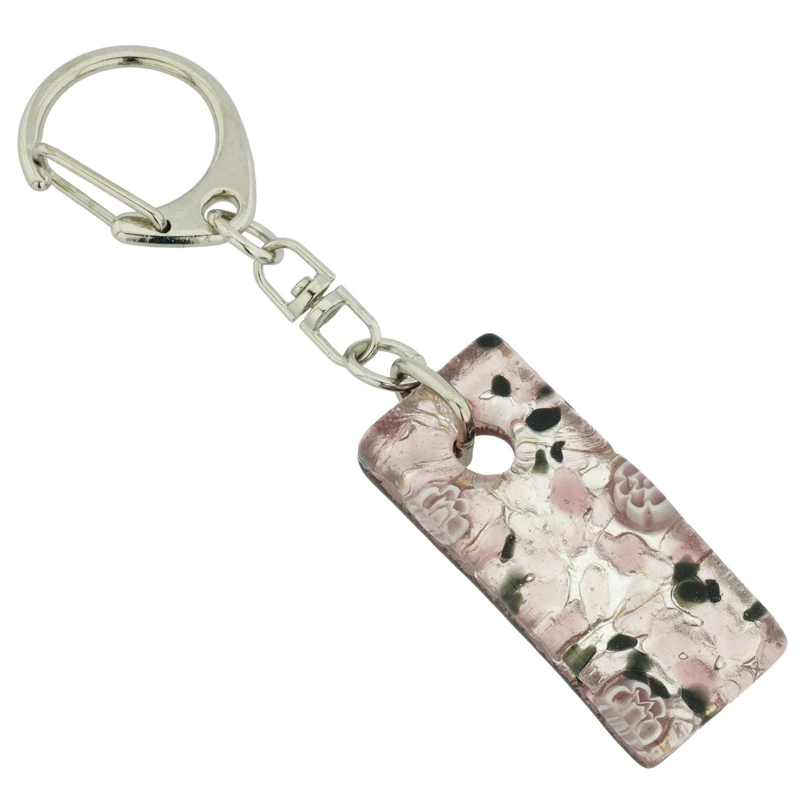 Glass Of Venice Murano Glass Colors Stick Keychain - Purple Silver