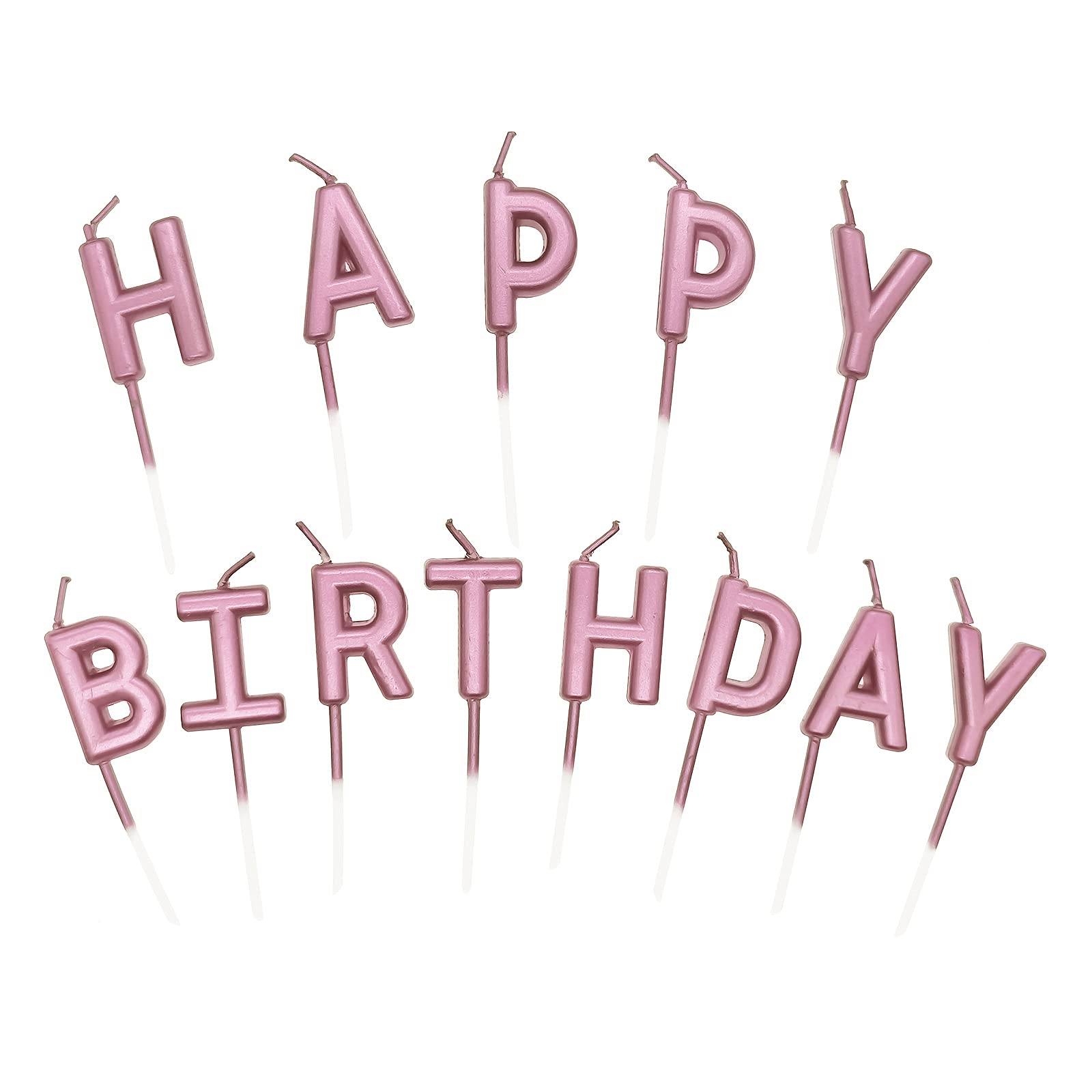 Happy Birthday Candles,Personalised Cake Toppers with Letter Happy Birthday, Cake Decorating Candle for Birthday Party Decorations (Rose Gold)