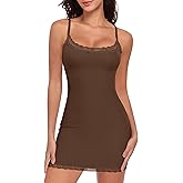 Werkiss Women Full Slip for Under Dress Adjustable Strap Slip Dress Sexy Lace Soft Slips Nightgown Lingerie Dress