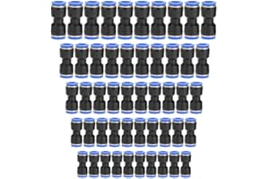 ZIVISK Straight Push Connectors, 4/6/8/10/12 mm Quick Release Plastic Push to Connect Fittings Kit, 50 Pcs Air Line Fittings for 5/32 1/4 5/16 3/8 1/2 Tube