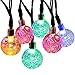 [21ft 30 Led] Solar String Lighting\ Fairy Crystal Ball Outdoor Yard Lights String for Patio Decoration Halloween, Waterproof, Garden, Fence, Christmas Party/ 8 Mode (Steady, Flash) (Multi Color)