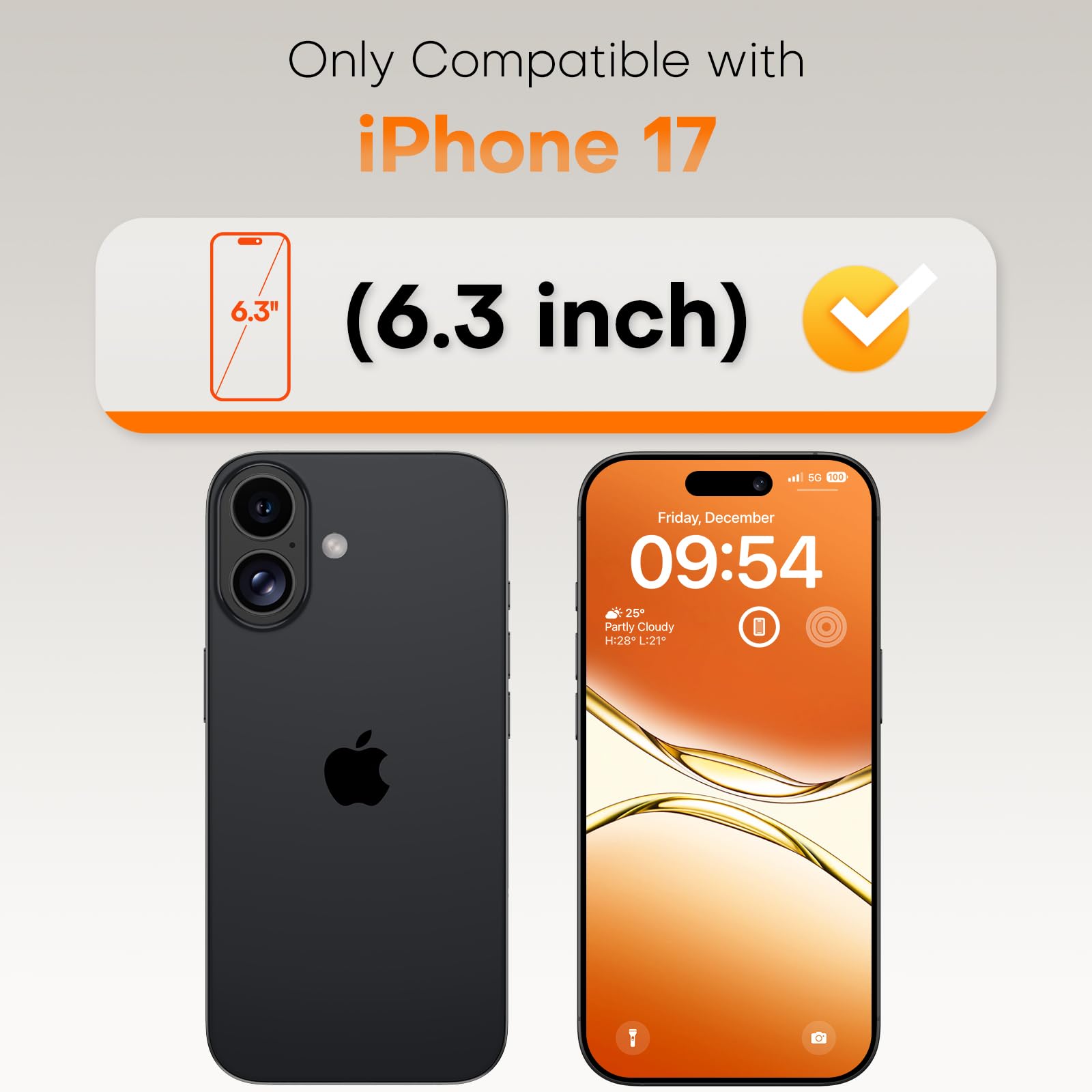 TOCOL 2 Pack Screen Protector for iPhone 17 6.3-Inch, Instant Installation, Tempered Glass HD Clear, Military Grade Shatterproof, Full Coverage Protection, Case Friendly