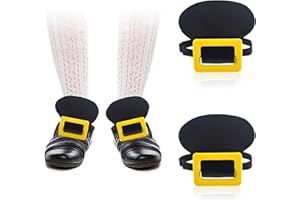 QHANSHIEE Benjamin Franklin & Thomas Jefferson Colonial Shoe Covers - Historic Pilgrim Costume Accessory - Gold Shoe Buckle