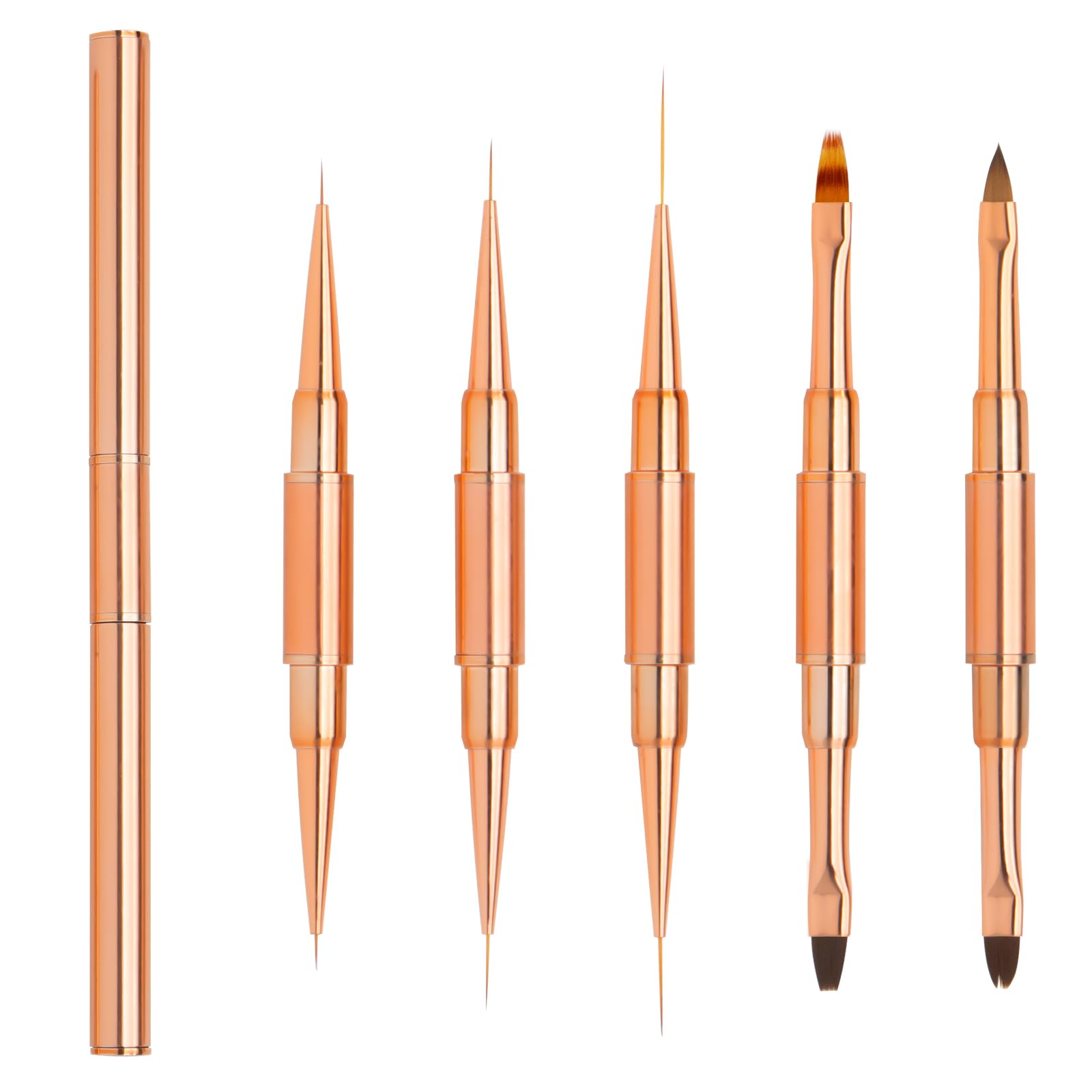 Double-End Nail Art Brushes Set for Gel Nail with Lid and Ombre Pen, LEA-SHALL 10 Heads Ombre/Flat/Liner/Round/Acrylic Ultra Fine Thin Liner Tip UV Builder Polish Painting Kit DIY Professional Design — image 1