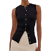Famnbro Womens Sweater Vest 2025 Sleeveless Button Down Summer Tank Fashion Elegant Business Casual Tops