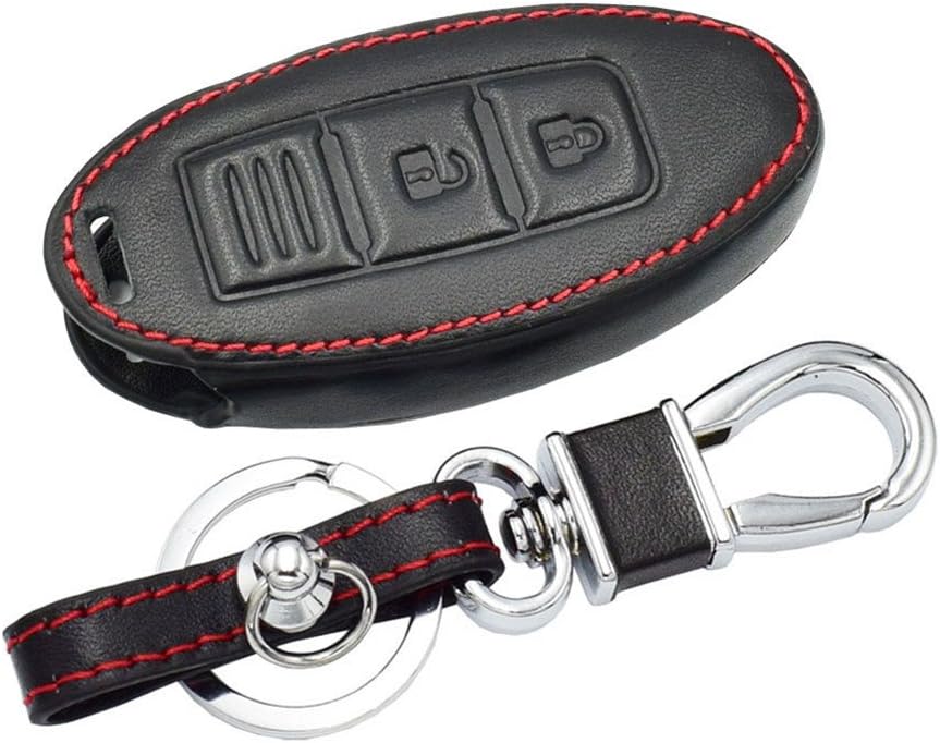 Happyit Leather Car Key Cover Case for Nissan 350Z Qashqai Kicks Tiida Pathfinder Murano Note Juke 3 Buttons