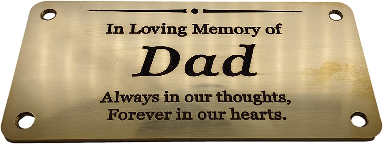 Dad Brass Memorial Plaque | Ideal for fixing to Memorial Benches | House Signs | Coffin or Casket Adornment | CNC Milled for Precision Lettering | Produced in the UK