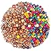 600 Pieces Natural Color Printed Wood Beads Multi-Color Round Wooden Beads Wooden Spacer Beads with Clear Elastic Cord for DIY Jewelry Making （Color Set 1）