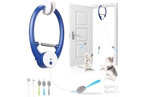 Wortade Interactive Cat Toys for Indoor Cats, Automatic Electric Flying Bird Feather Wand Toy, Best Kitten & Adult Cat Enrichment Toy Hanging Electric Kitty Toys for Bored Cats, Dark Blue