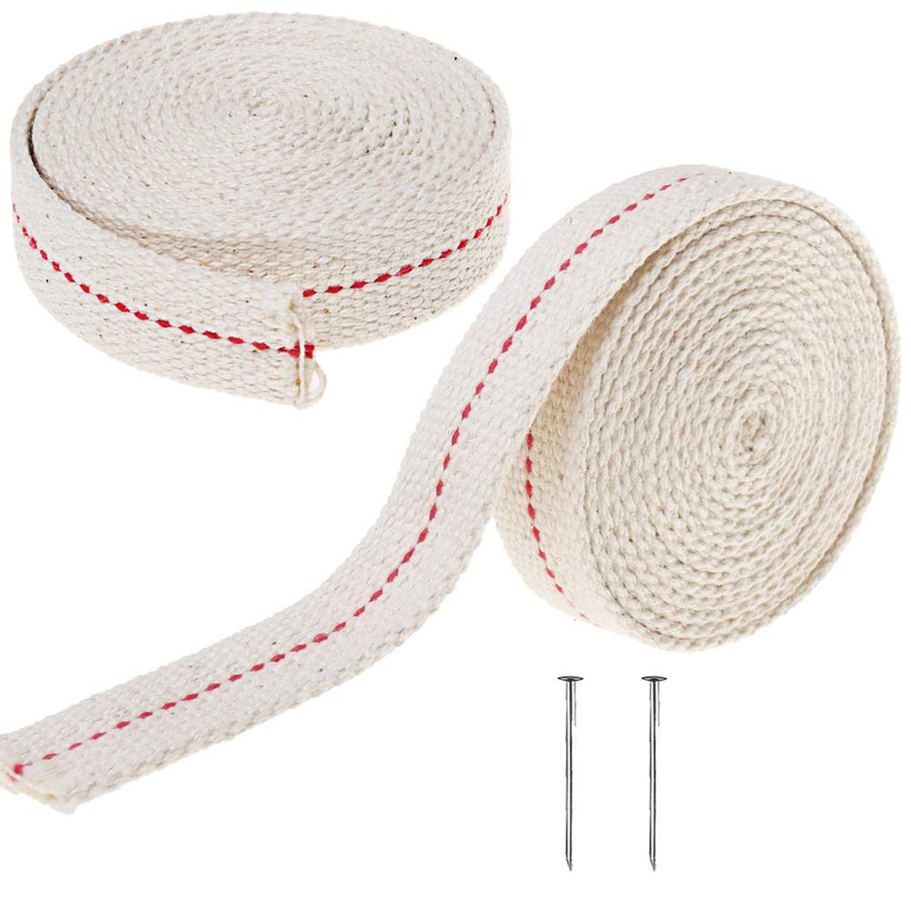 Kuou Lamp Wick, 2 Rolls Flat Cotton 3/4 Inch Oil Lantern Wick, Stitch Lamp for Oil or Kerosene Burners, 6.56 Feet/Roll