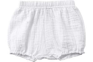 QIUYI Toddler Girl Summer Clothes 0-3 Years Old Girls Flowy Athletic Shorts Baby Unisex Solid Spring Summer, White, 2-3T