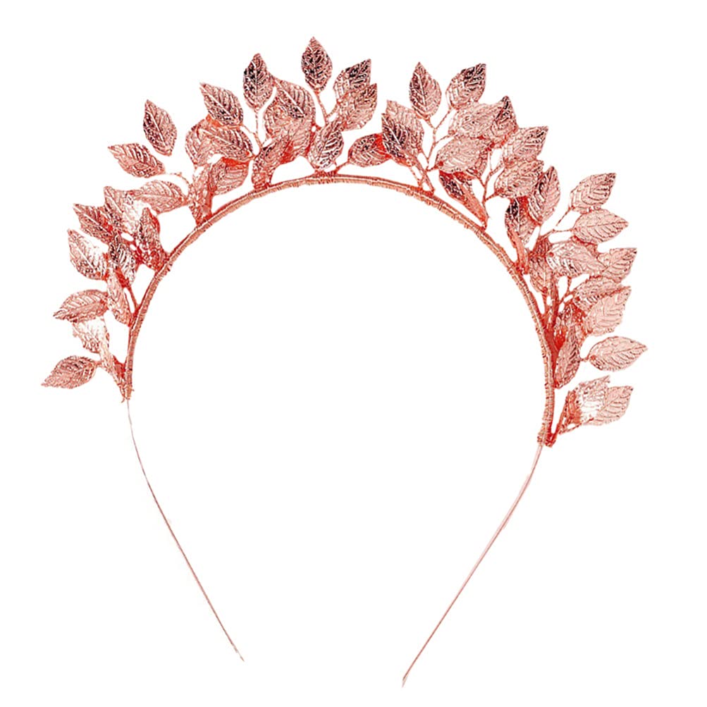 Minkissy Rose Gold Leaf Headband Roman Goddess Hair Band Bridal Hair Hoop for Women Girls