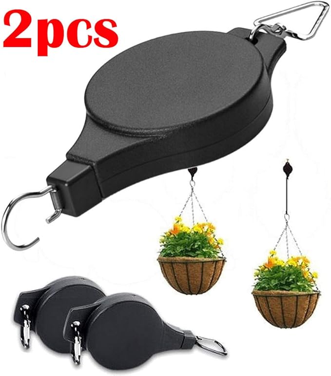 CHshe 2 x einziehbare Pflanzenrolle verstellbar Hängekorb Haken für