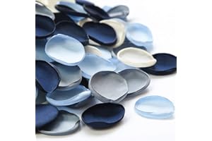 Floroom 300pcs Rose Petals Dusty Blue Navy Faux Silk Flower Petals for Wedding Flower Girl Basket Aisle Scatter Dinner Table Centerpieces Party Confetti Decoration Romantic Night Home Decor