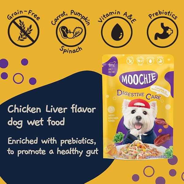 MOOCHIE SOFT WET DOG FOOD – SUPERFOOD SELECTION – DUCK, SALMON & CHICKEN LIVER FLAVORS – NO ARTIFICIAL FLAVORS OR PRESERVATIVE -12 X 2.5 OZ POUCH