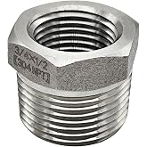 Beduan 304 SS Reducer Hex Bushing 3/4 Male to 1/2 Female NPT Reducing | 304 Stainless steel Cast Pipe Adapter Fitting for Air Water Fuel Gas