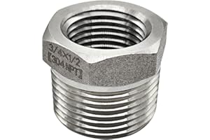 Beduan Stainless Steel Reducer Hex Bushing, 3/4" Male NPT to 1/2" Female NPT, Reducing Cast Pipe Adapter Fitting