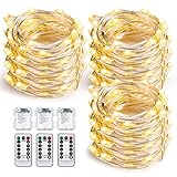 Oak Leaf Twinkle Lights Battery Operated 19.7ft 60-LED String Lights Fairy Lights with Remote, Waterproof, Warm White, 3-Set.