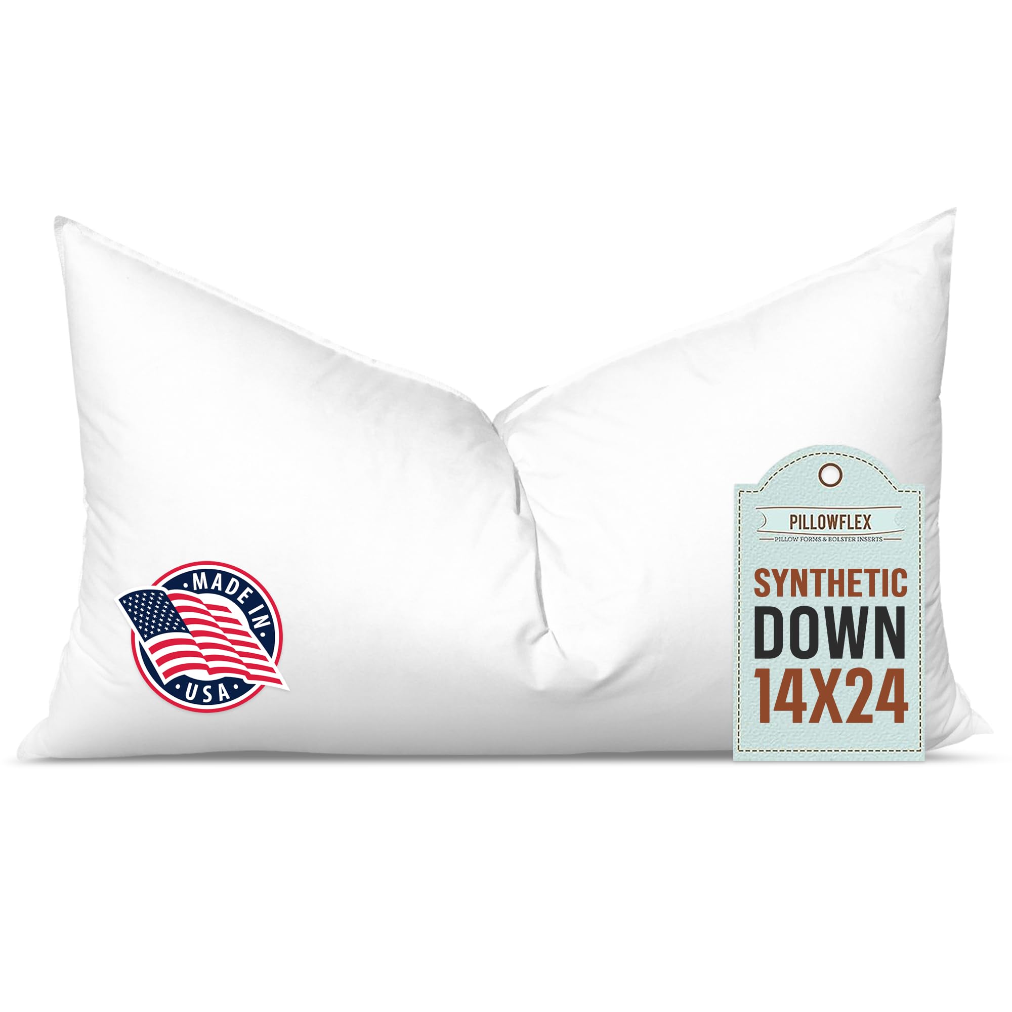 Photo 1 of Pillowflex Synthetic Down Pillow Insert - 14x24 Down Alternative Pillow, Ultra Soft, Large Rectangle, Lumbar, Travel, Neck, Sleeping Pillow - 1 Decorative Pillow Form