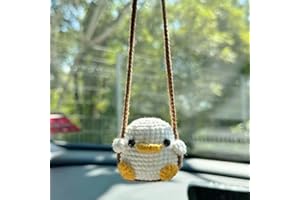 Cute Crochet Frog Car Decor, Funny Handmade Knitted Car Interior Animal Rearview Mirror Crochet Swing Pendant Ornament Access