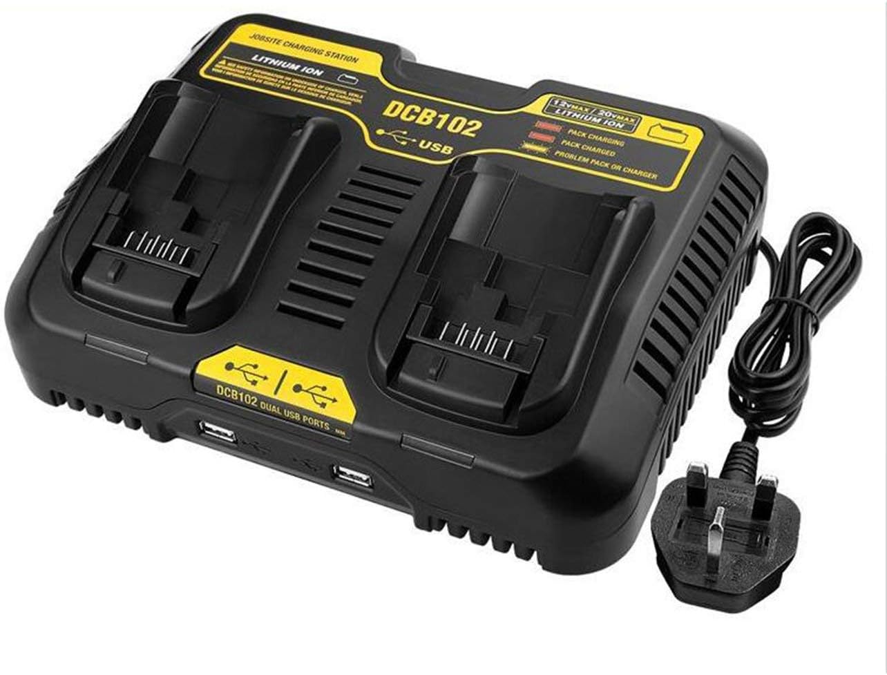 Elviray 10 8v v Dual Usb Lithium Li Ion Universal Rechargeable Battery Charger Pack Power Tool For Dewalt Dcb102 Charging Station Chargers Power Garden Hand Tools Clinicadelpieaitanalopez Com