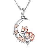 LUHE Sterling Silver Fox/Cat/Owl/Dog/Penguin/Hummingbird Necklace Heart Animals Pendant Jewelry Gifts for Women Wife Friends