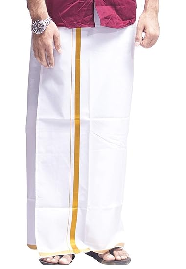Men's Cotton Dhoti (White, 2 Meter)