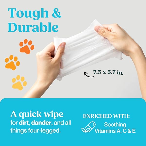 WIPEMATE 400CT PREMIUM DOG & CAT PET WIPES FOR SMALL/MEDIUM SIZE PETS CLEANS PET PAWS EARS FUR BUTT & ANAL GLAND NO-RINSE SOLUTION GENTLE DEODORIZING HYPOALLERGENIC – UNSCENTED