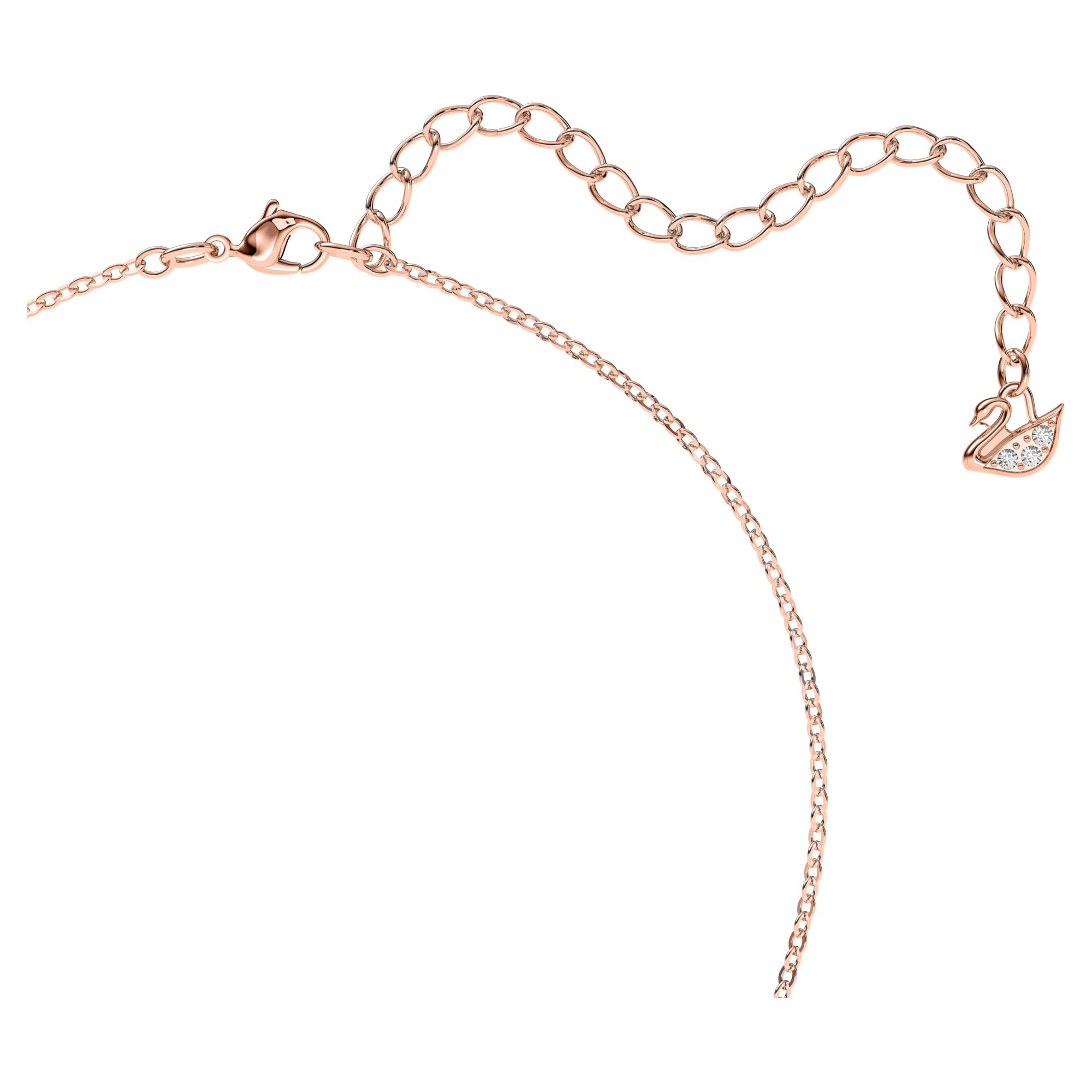 SWAROVSKI Iconic Swan Necklace and Earrings Collection, Rose Gold Tone Finish, Black Crystals