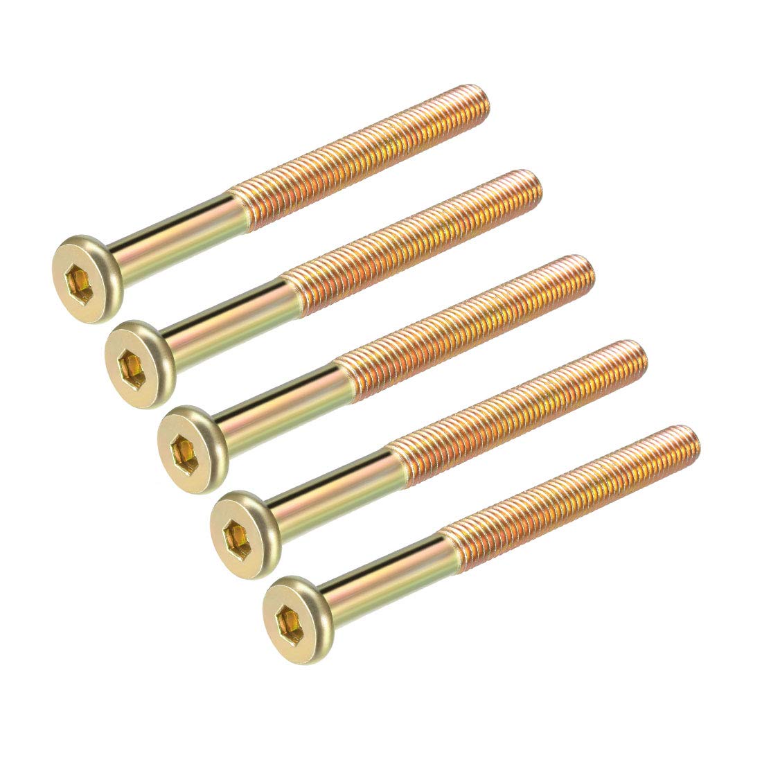 sourcing map M8x85mm Furniture Screw Hex Socket Machine Screws Zinc Plated Fasteners Bolts Half Thread Carbon Steel 5Pcs