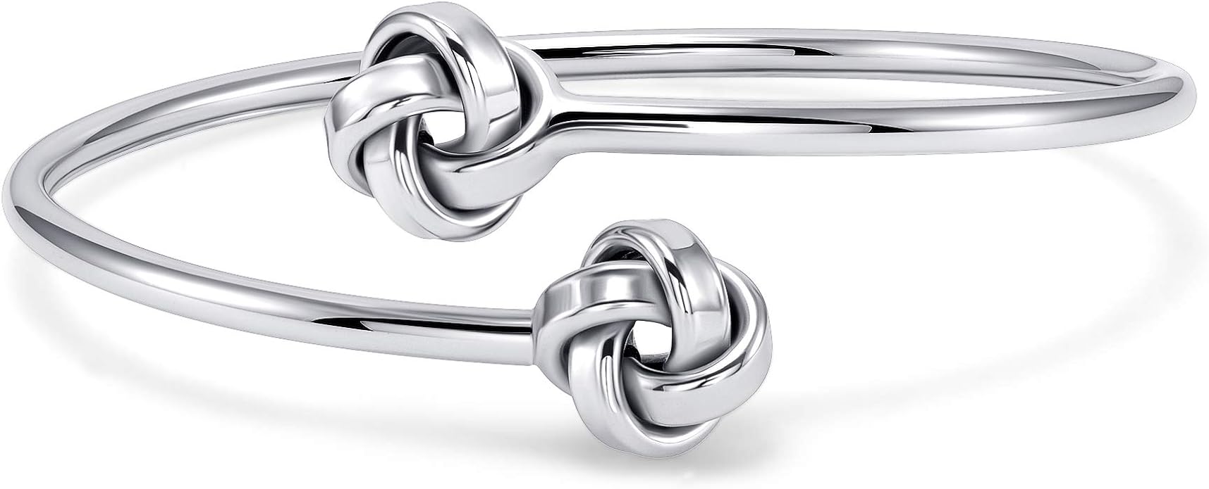 925 Sterling Silver Solid Double Love Knot Cuff Bracelet
