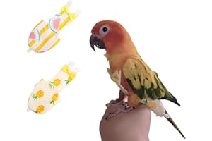 KAMA BRIDAL Bird Diaper Parrot Washable Diaper Nappies for Parakeet Cockatiel Mini Macaw Budgie Canary Flight Suit 2 Pcs