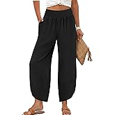 Lepunuo Womens Baggy Wide Leg Pants Summer High Waisted Palazzo Pants Beach Vacation 2026 Casual Trousers with Pockets
