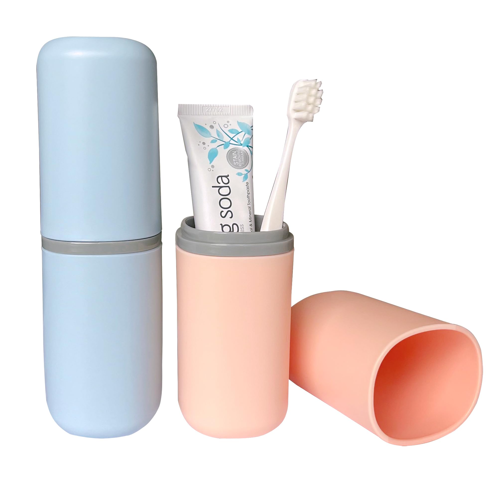 ZWCEGND 2PCS Toothbrush Travel Case,Multi-Function Portable Toothbrush Cover,Electric Toothbrush Holder,Suitable for Business Camping Travel or Daily Use(Pink+Blue)