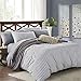 PURE ERA Jersey Knit Duvet Cover Set 100% T-Shirt Heather Cotton Super Soft Comfy Classic Striped Design, with Zipper Closure, Grey Stripe, King