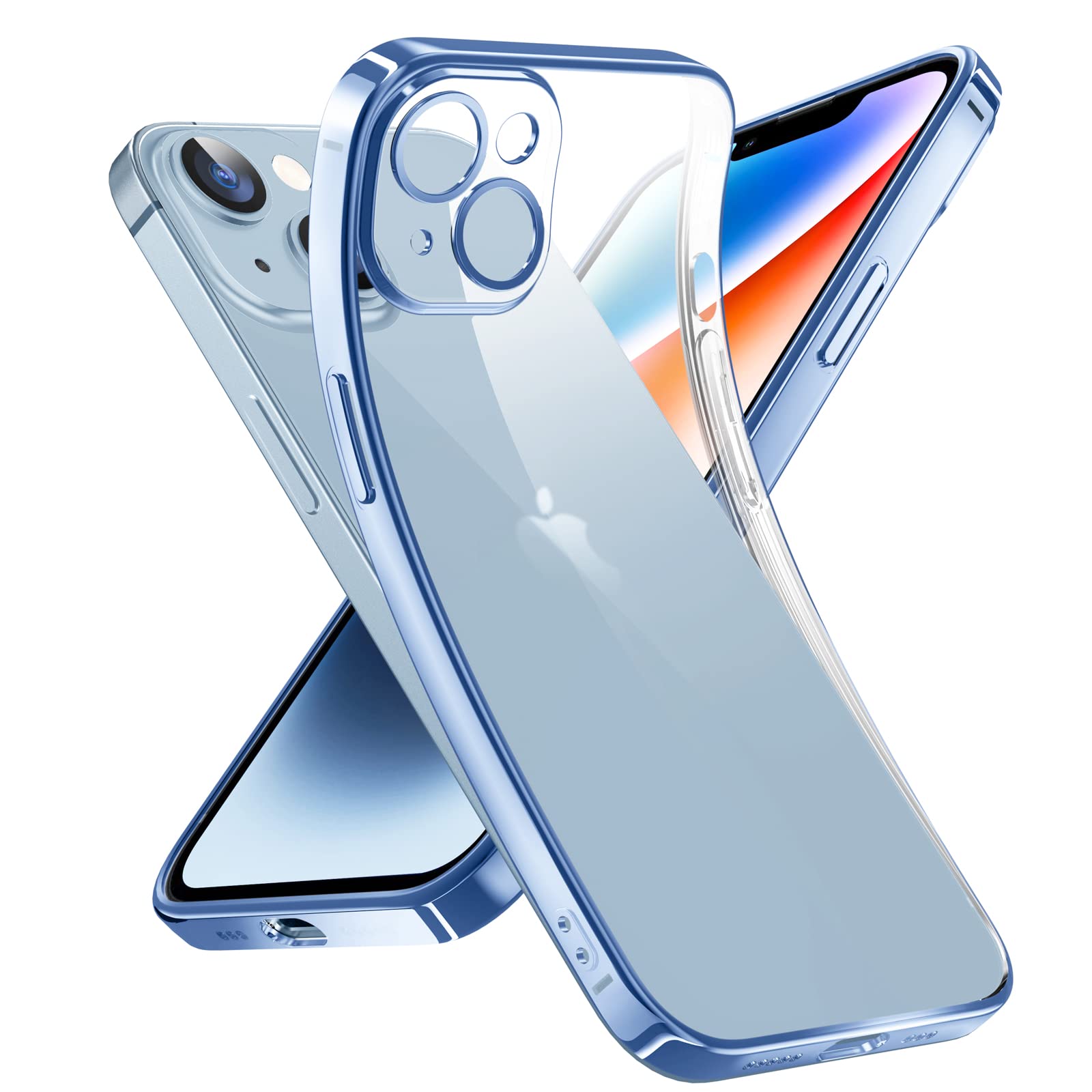 Supdeal Crystal Clear Case for iPhone 14 Plus, [Never Yellow] [Camera Protection], Thin Slim Fit Transparent Soft Silicone Phone Protective Case Cover, 6.7 Inch, Blue — image 1