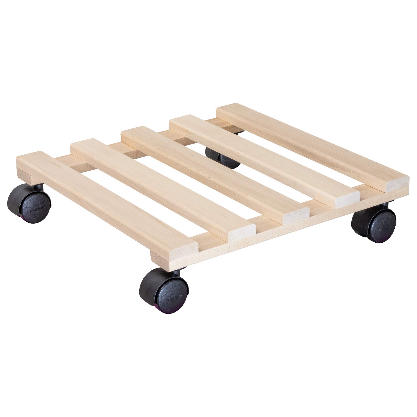 Wagner Plant Trolley PALETTI 34 x 34 x 8 cm I Flower Trolley for Indoor use I Container Trolley Made of FSC®-certificated Solid Beech Wood, Nature I Load Capacity 100 kg I Made in EU - 20033501