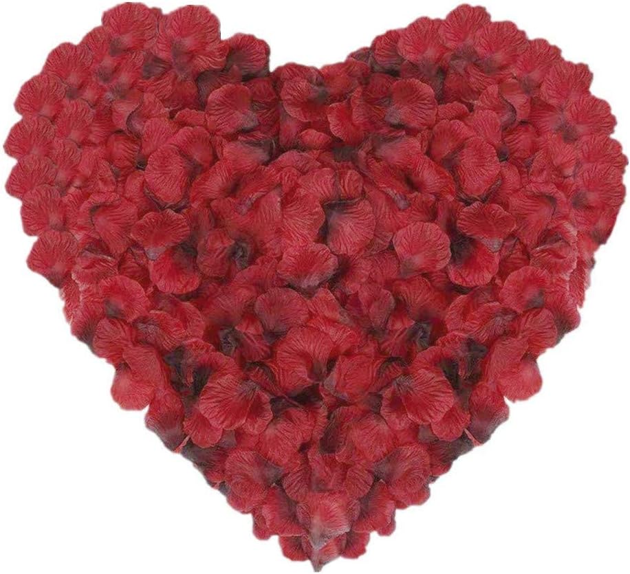 Fake Rose Petals for Romantic Night 3000 PCS, CATTREE Artificial Silk Flowers Faux Petal Vase Home Bedroom Decor Wedding Corridor Bridal Decorations for Bath Wholesale Party Ceremony - Black Red