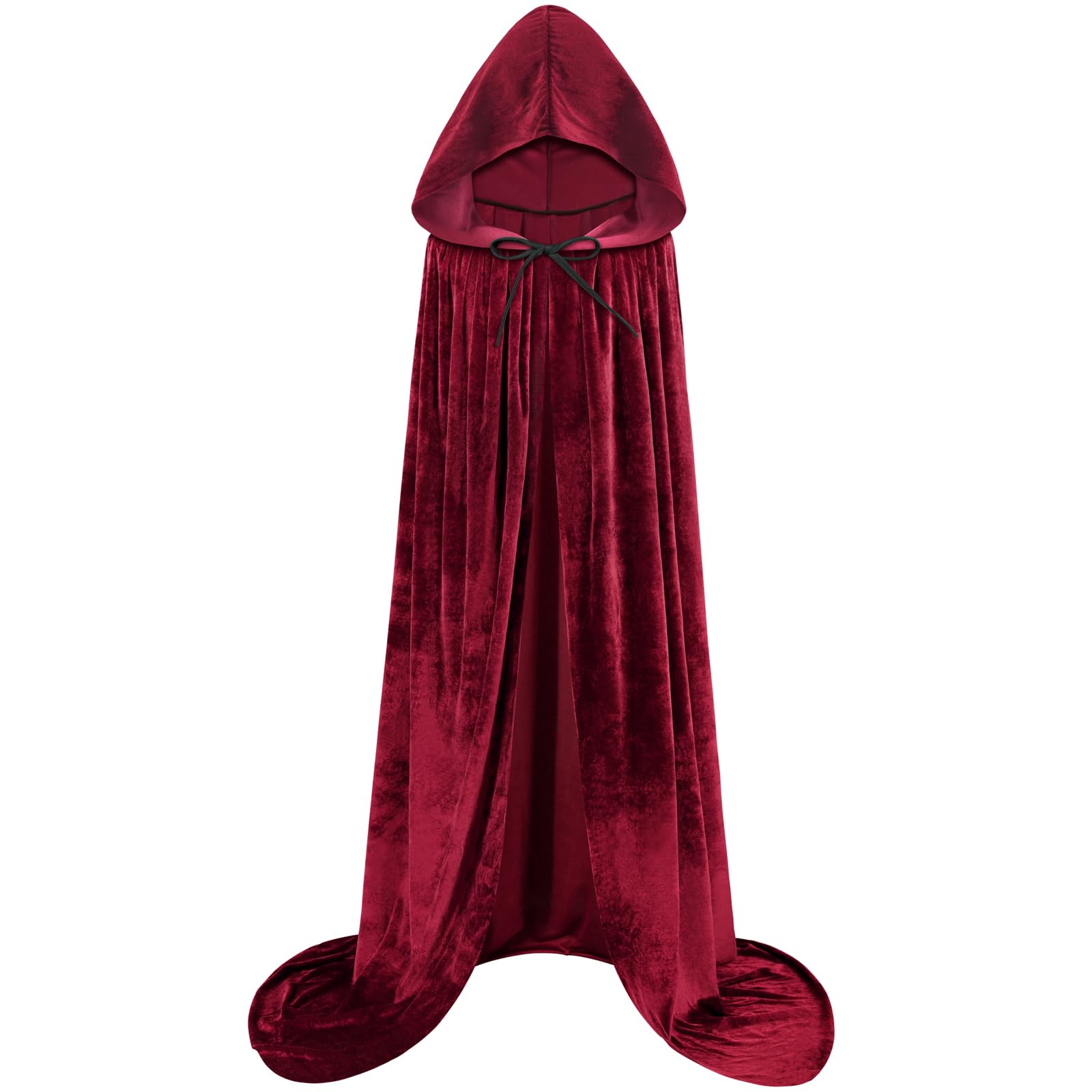 Photo 1 of Adult Red Cape with Hood Red Cape for Women Red Cloak with Hood Women Red Hooded Cape Red Robe Costume Red Velvet Robe