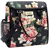 esafio Lunch Bag for Women, Water/Leakproof Portable Lunch box with Large Capacity, Stylish Reusable Lunch Tote Bag for Work, School, Outdoor Picnic, Shopping (Flower Print)